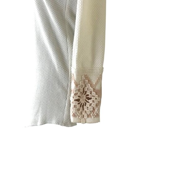 Free People Cream Kombucha Crochet Cuff Thermal Top Size S - Picture 7 of 8